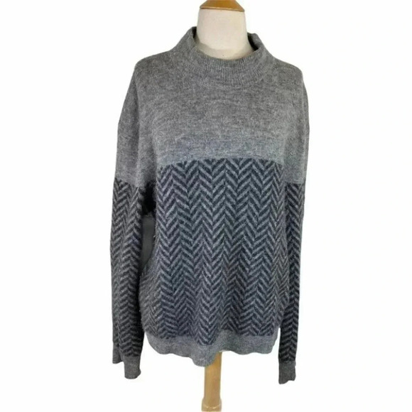 ARITZIA Wilfred Free S‎ Gray alpaca blend chevrons mock sweater - Picture 1 of 6